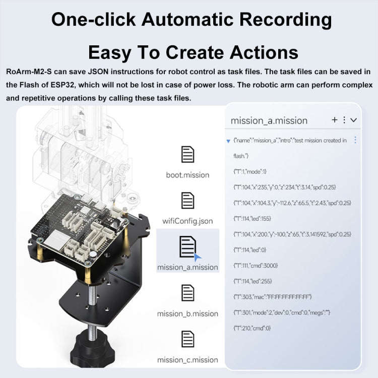 Waveshare 25118 RoArm-M2-S Desktop Robotic Arm Kit, Based On ESP32, 4-DOF(US Plug)