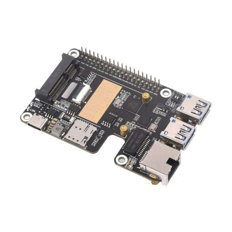 Waveshare For Raspberry Pi 5 PCIe to MiniPCIe / Gigabit Ethernet / USB 3.2 Gen1 HAT, Spec: SIM760...