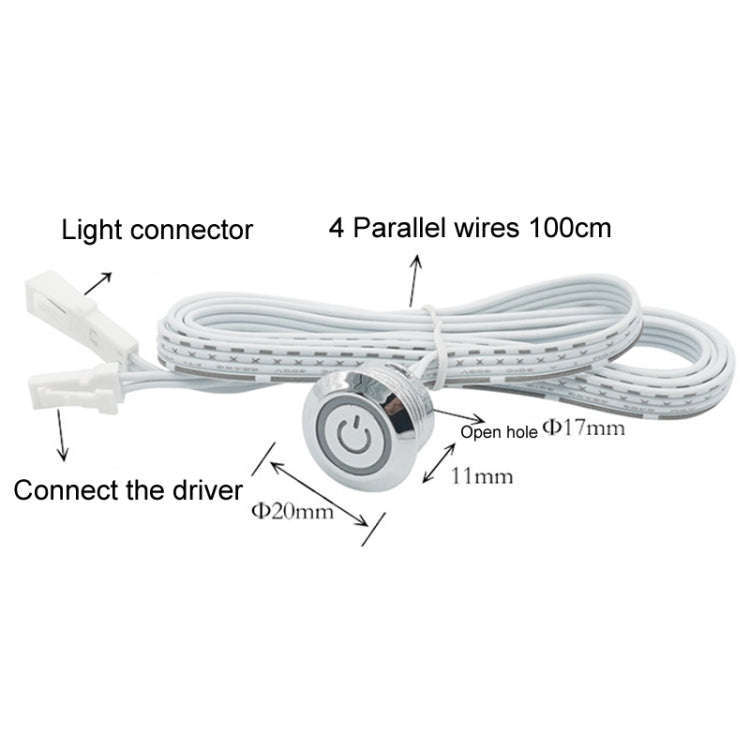 Closet And Cabinet Dimmable Tactile Split Control Sensor Switch Controller(Silver)
