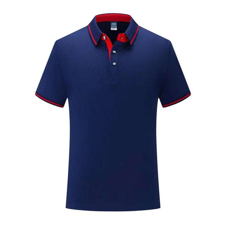 Thin Lapel Short-Sleeved POLO Shirts Group Workwear Advertising Shirts, Size: XXL(Navy)
