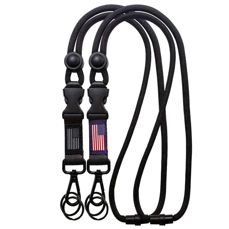 Heavy Duty Badge ID Lanyard Buckle Student Teacher Doctor Hook(Black White National Flag)