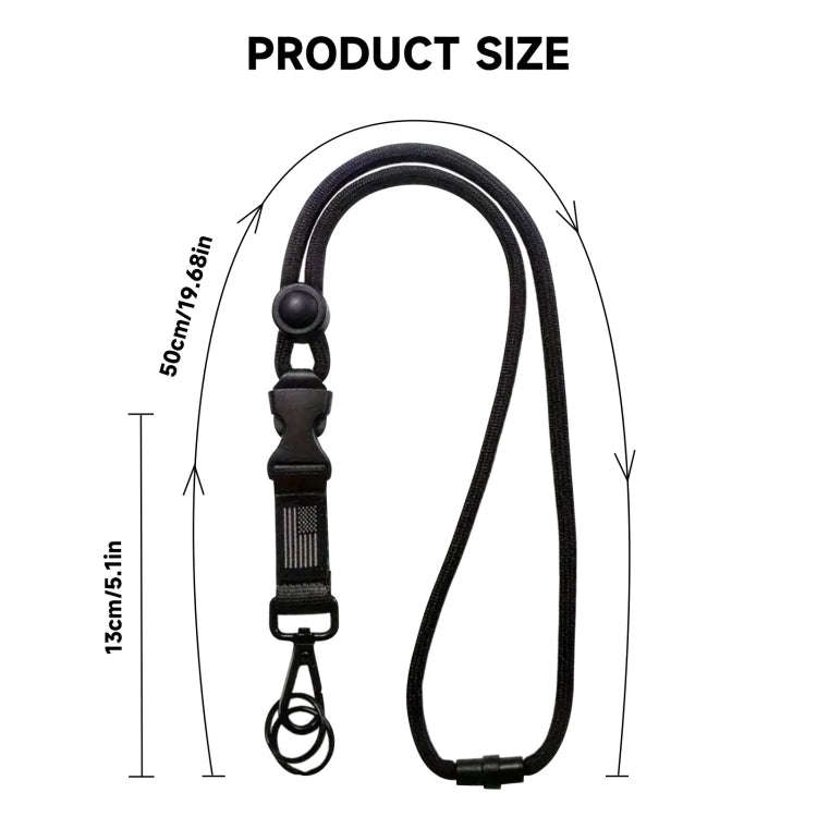 Heavy Duty Badge ID Lanyard Buckle Student Teacher Doctor Hook(Black White National Flag)