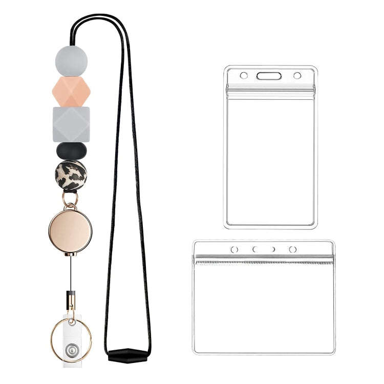 Silicone Beaded ID Badge Retractable Lanyard with 2 Card Holders For Teacher, Nurses, Students, S...
