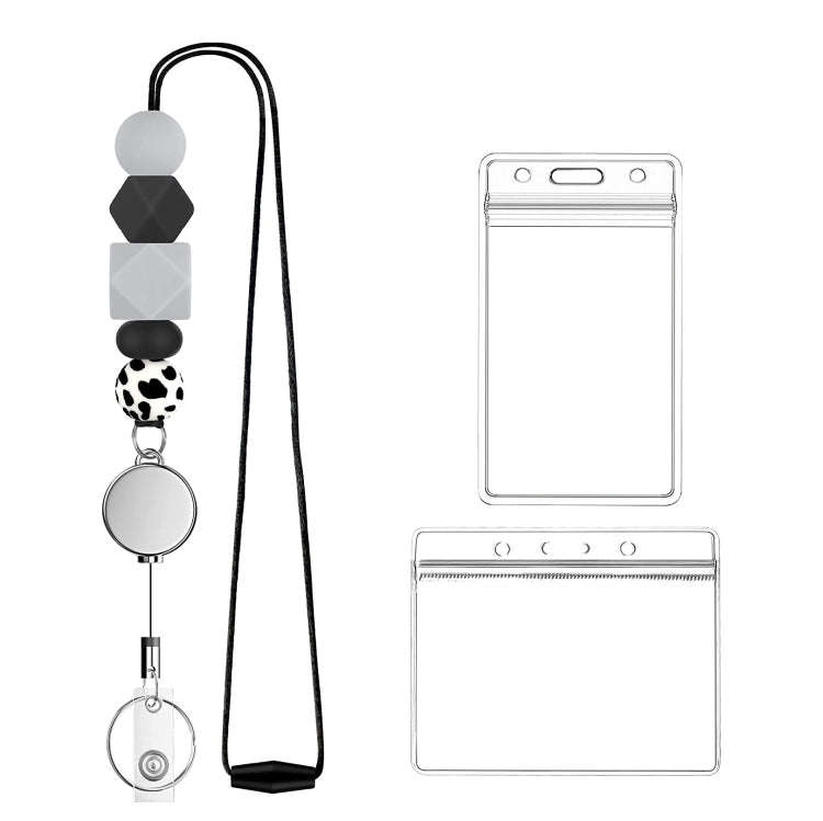 Silicone Beaded ID Badge Retractable Lanyard with 2 Card Holders For Teacher, Nurses, Students, S...