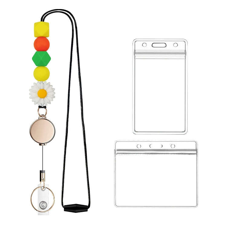 Silicone Beaded ID Badge Retractable Lanyard with 2 Card Holders For Teacher, Nurses, Students, S...