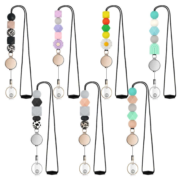 Silicone Beaded ID Badge Retractable Lanyard with 2 Card Holders For Teacher, Nurses, Students, S...