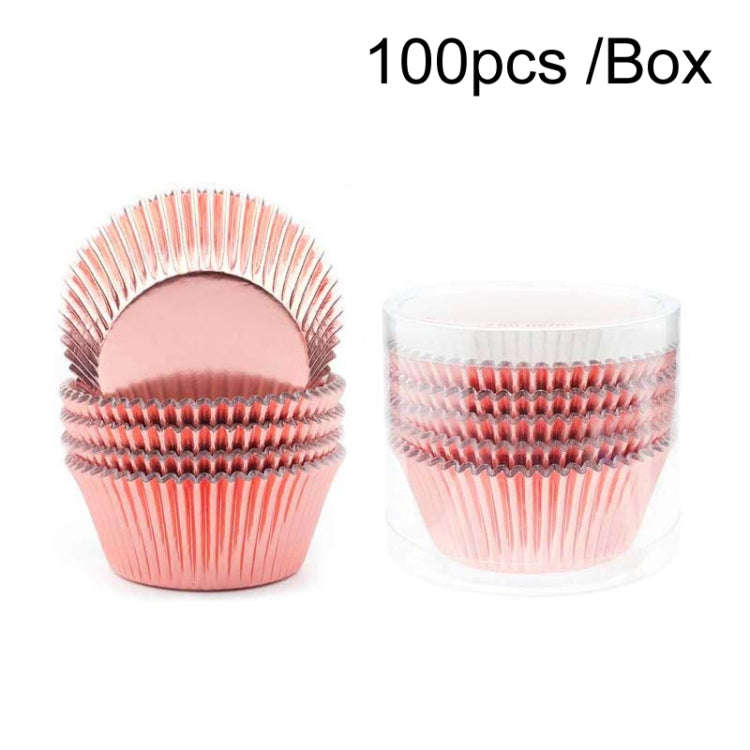 100pcs /Box Muffin Cake Paper Cups Baking Paper Tray Thickened Aluminum Foil Oil-proof Cupcake Li...