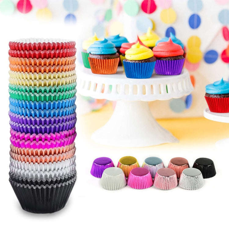 100pcs /Box Muffin Cake Paper Cups Baking Paper Tray Thickened Aluminum Foil Oil-proof Cupcake Li...
