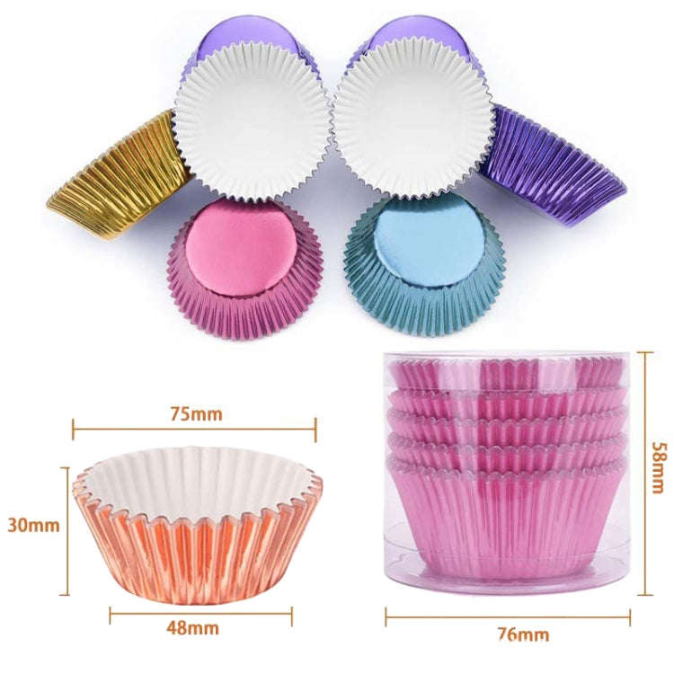 100pcs /Box Muffin Cake Paper Cups Baking Paper Tray Thickened Aluminum Foil Oil-proof Cupcake Li...