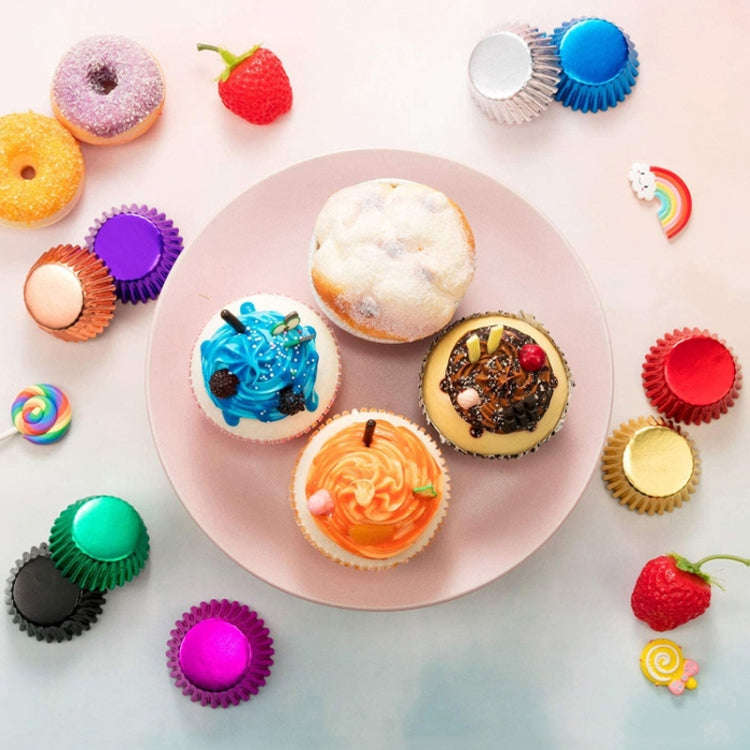 100pcs /Box Muffin Cake Paper Cups Baking Paper Tray Thickened Aluminum Foil Oil-proof Cupcake Li...
