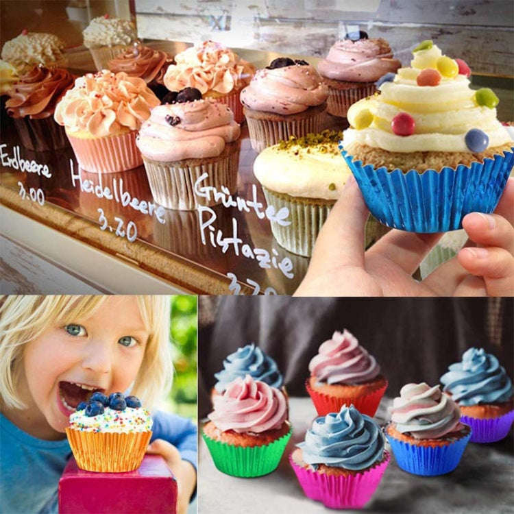 100pcs /Box Muffin Cake Paper Cups Baking Paper Tray Thickened Aluminum Foil Oil-proof Cupcake Li...