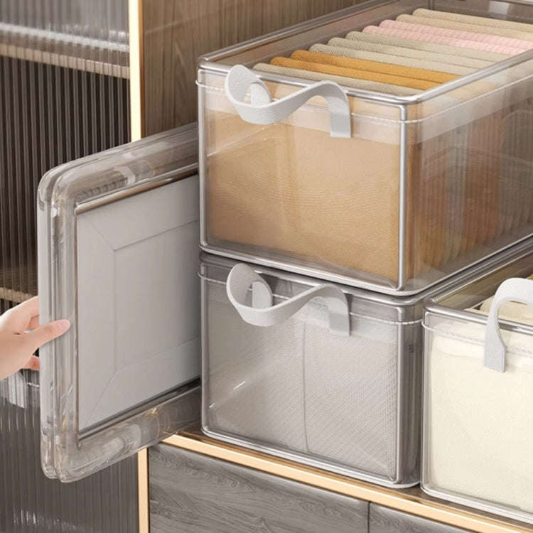 Transparent Steel Frame Clothes Storage Bag with Handle Foldable Wardrobe Organizer