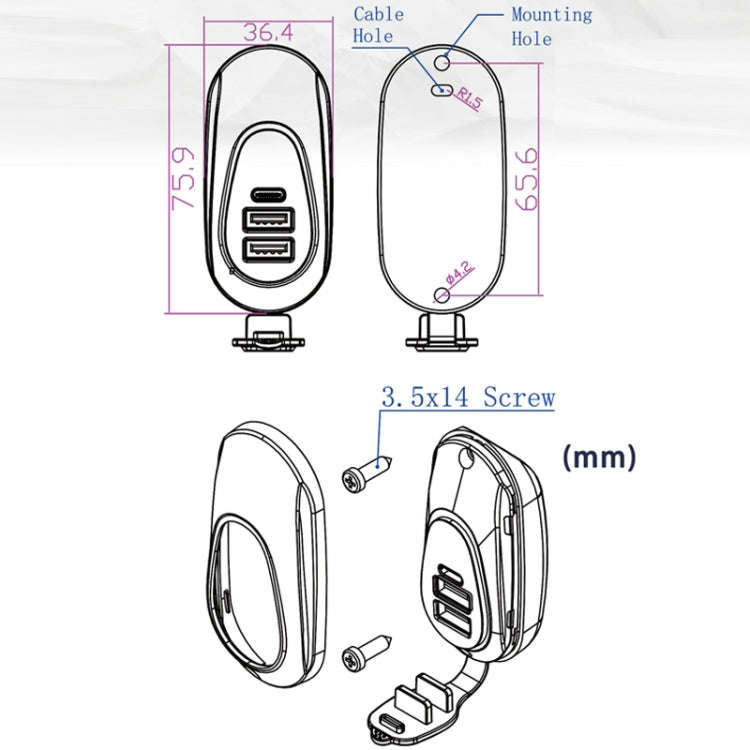 12-24V Bus Handlebar Installed USB Fast Charging Charger, Specifications: 2U+C 2.1A+2.1A+2.1A
