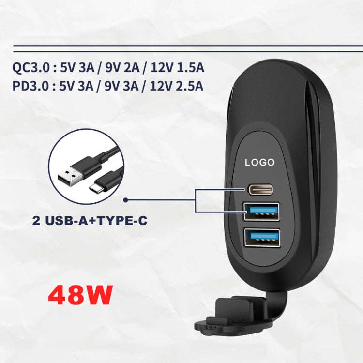 12-24V Bus Handlebar Installed USB Fast Charging Charger, Specifications: 2U+C 2.1A+2.1A+2.1A