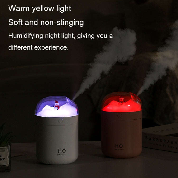 500ml Snowman Humidifier USB Desktop Large Capacity Colorful Ambient Light Air Humidifier(White)