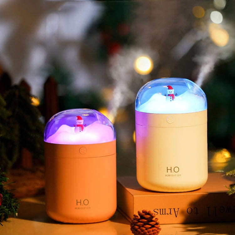 500ml Snowman Humidifier USB Desktop Large Capacity Colorful Ambient Light Air Humidifier(White)