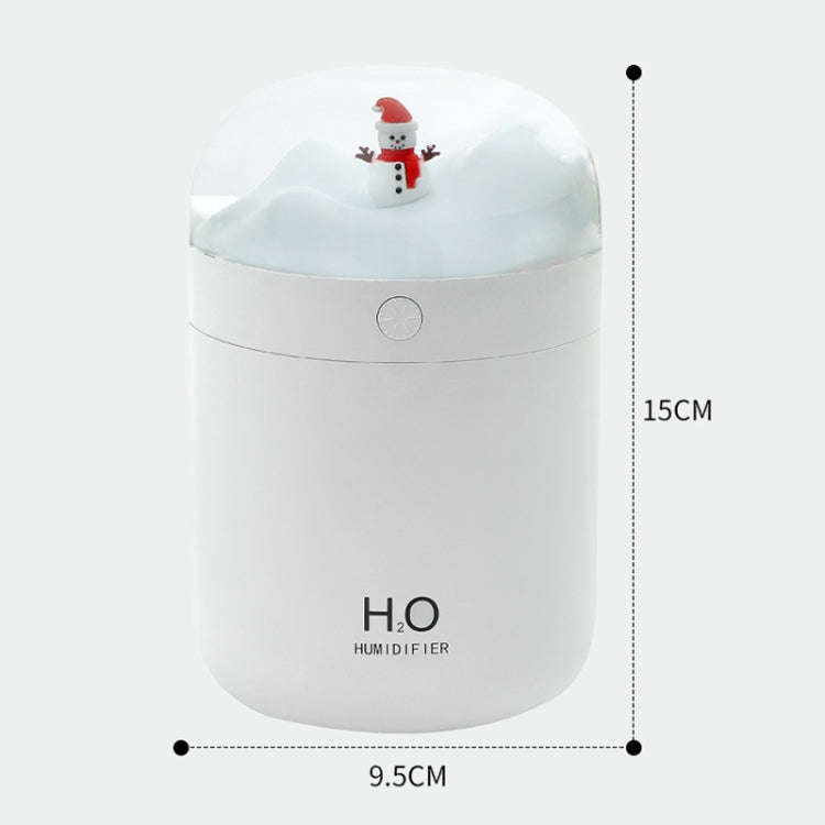 500ml Snowman Humidifier USB Desktop Large Capacity Colorful Ambient Light Air Humidifier(White)