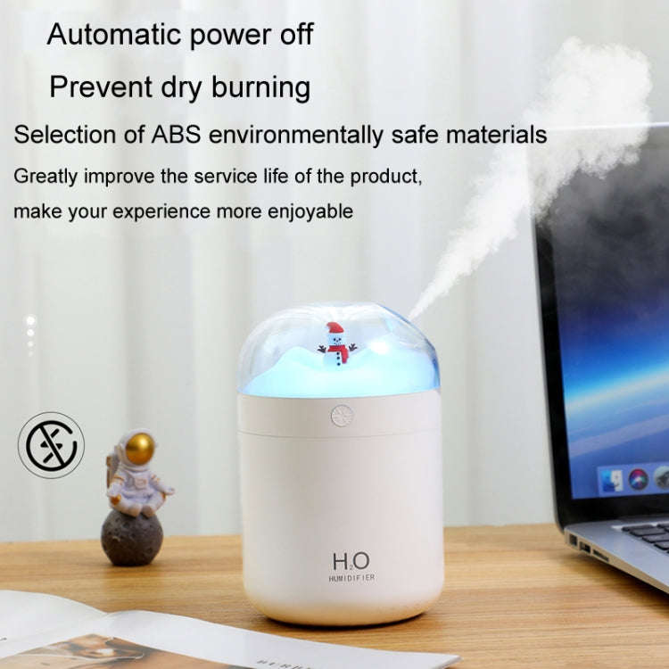 500ml Snowman Humidifier USB Desktop Large Capacity Colorful Ambient Light Air Humidifier(White)