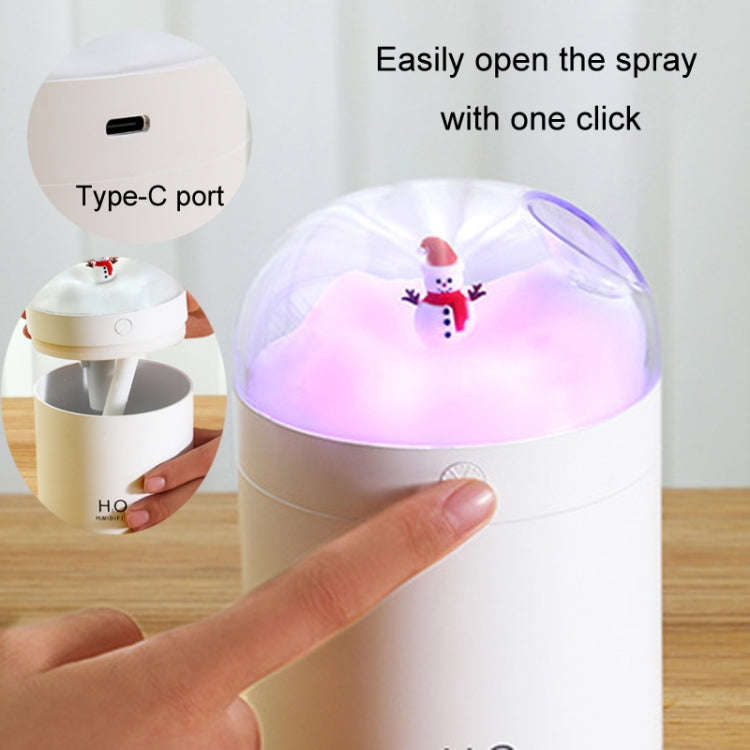 500ml Snowman Humidifier USB Desktop Large Capacity Colorful Ambient Light Air Humidifier(White)