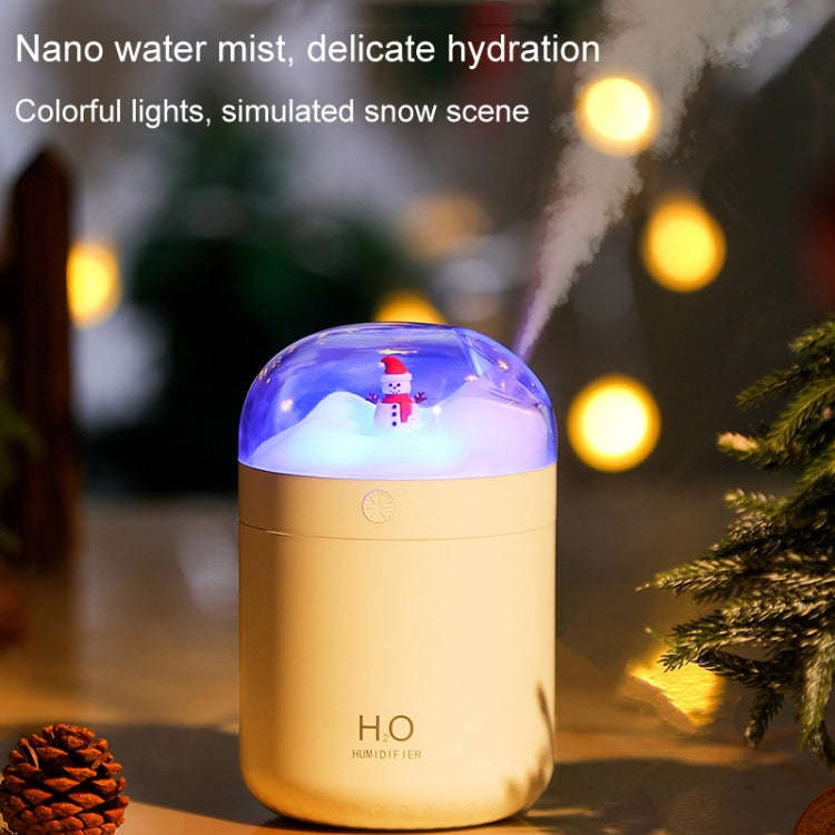 500ml Snowman Humidifier USB Desktop Large Capacity Colorful Ambient Light Air Humidifier(White)