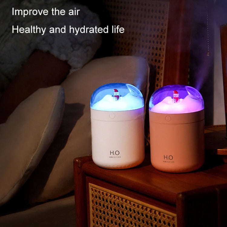 500ml Snowman Humidifier USB Desktop Large Capacity Colorful Ambient Light Air Humidifier(White)