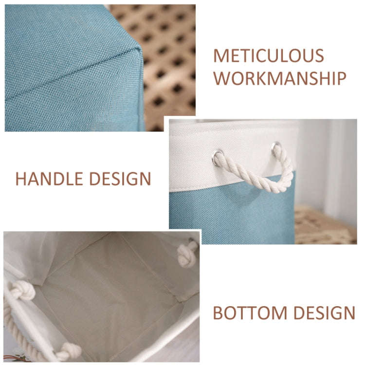 11 Inch Linen Fabric Storage Bag Large Capacity Square Collapsible Clothes Toy Organizer(Khaki an...