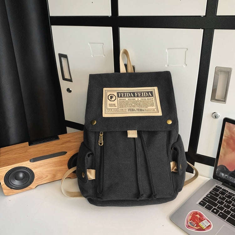Travel Canvas Backpack Large Capacity School Bags for Teenage Girls and Boys(Black)