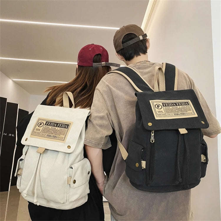 Travel Canvas Backpack Large Capacity School Bags for Teenage Girls and Boys(White)