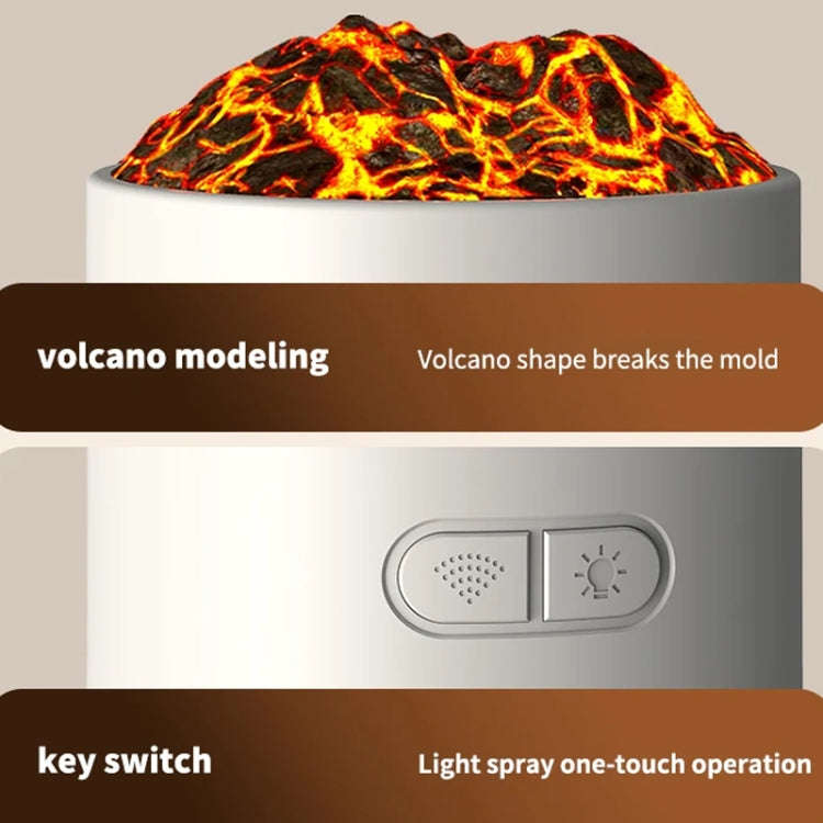 280ml Volcano Cup Rotating Air Humidifier Mini Colorful Ambient Light Car Aroma Diffuser(White)