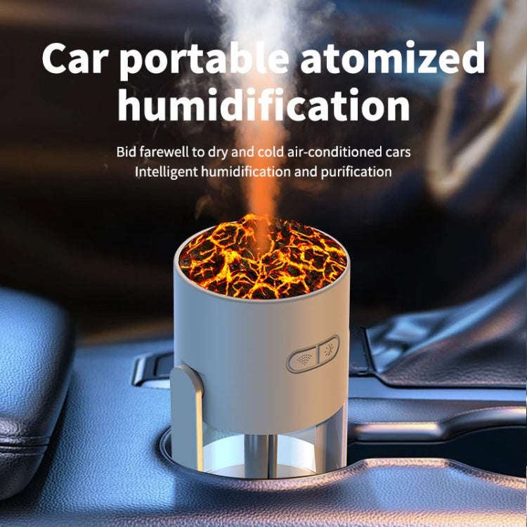 280ml Volcano Cup Rotating Air Humidifier Mini Colorful Ambient Light Car Aroma Diffuser(White)