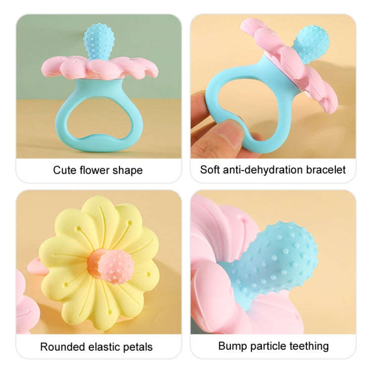 Flower Shaped Silicone Infant Teether Baby Soothing And Strengthening Boilable Teether(Blue And P...