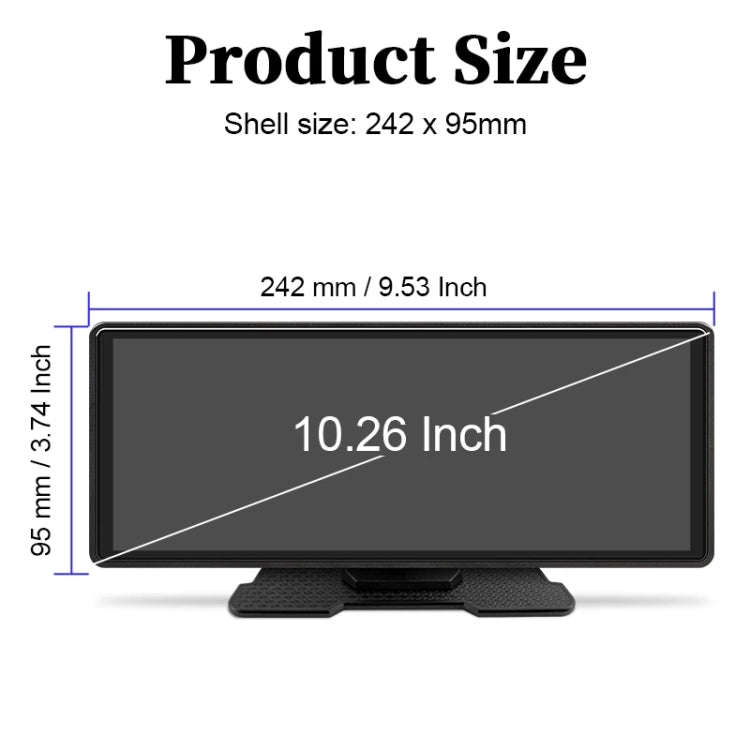 10.26 Inch Car Multimedia Display Supports Carplay/Android Auto Screen Mirroring(Display+ Camera)