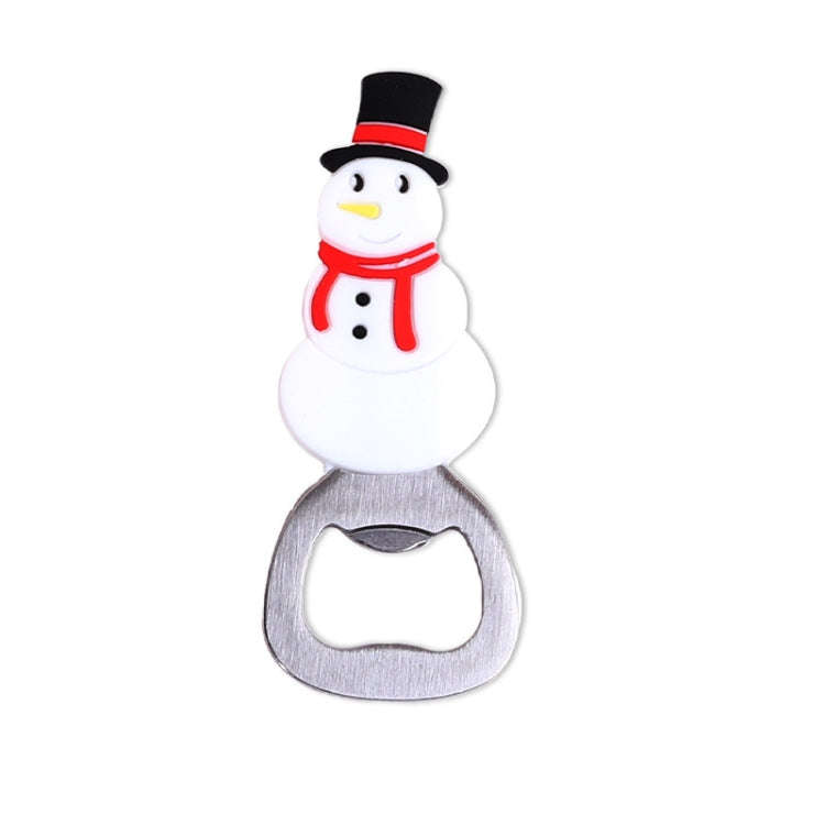 Magnetic Cute Cartoon Stainless Steel Bottle Opener Refrigerator Sticker Decoration, Style: Snowman