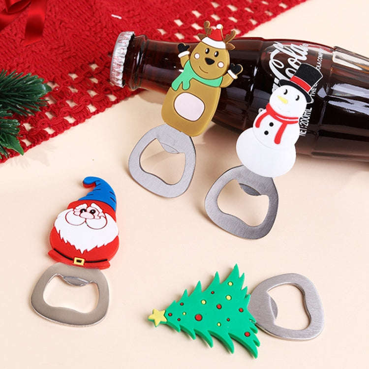 Magnetic Cute Cartoon Stainless Steel Bottle Opener Refrigerator Sticker Decoration, Style: Santa...