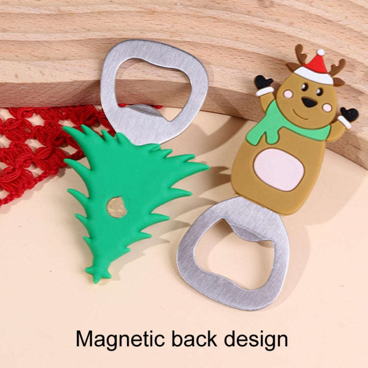 Magnetic Cute Cartoon Stainless Steel Bottle Opener Refrigerator Sticker Decoration, Style: Santa...