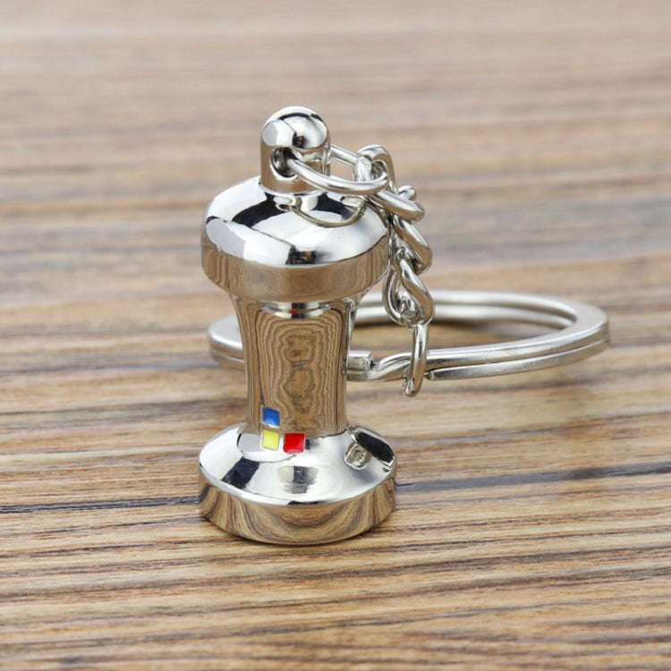 Mini Metal Keychain Coffee Utensils Decorative Pendant, Style: Powder Hammer Silver
