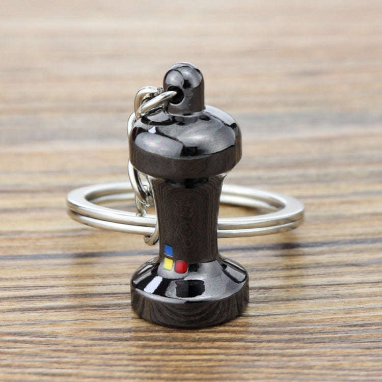 Mini Metal Keychain Coffee Utensils Decorative Pendant, Style: Powder Hammer Black