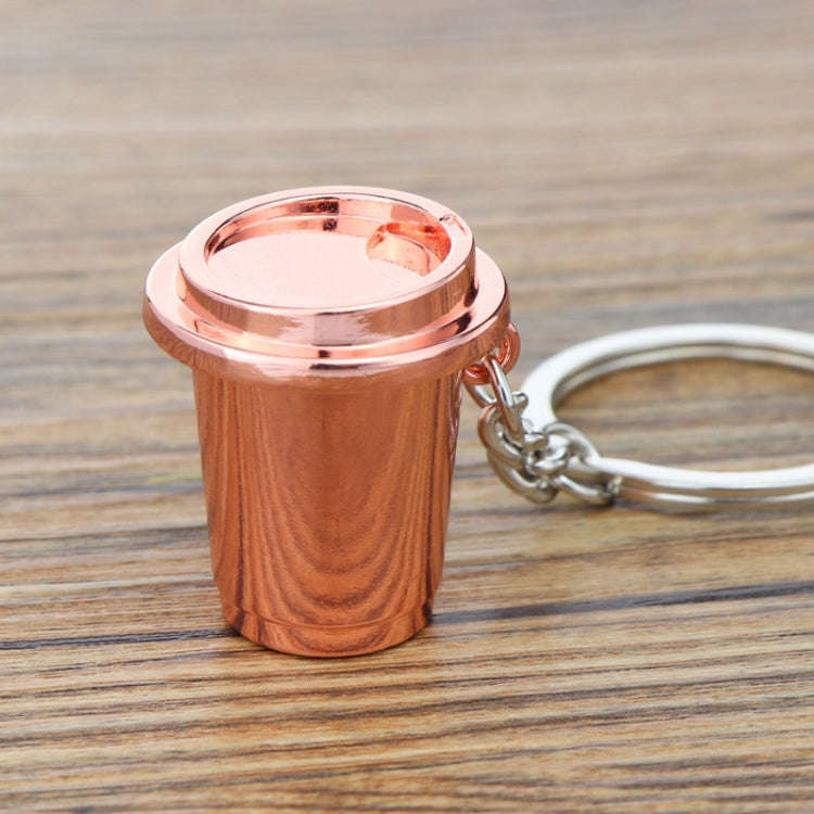 Mini Metal Keychain Coffee Utensils Decorative Pendant, Style: Coffee Cup Rose Gold