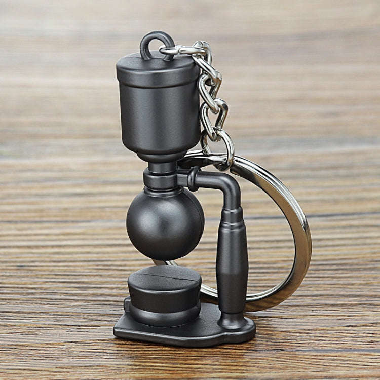 Mini Metal Keychain Coffee Utensils Decorative Pendant, Style: Siphon Pot Black
