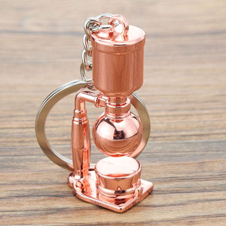 Mini Metal Keychain Coffee Utensils Decorative Pendant, Style: Siphon Pot Rose Gold
