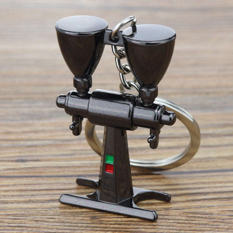 Mini Metal Keychain Coffee Utensils Decorative Pendant, Style: Dual-Head Bean Grinder Black