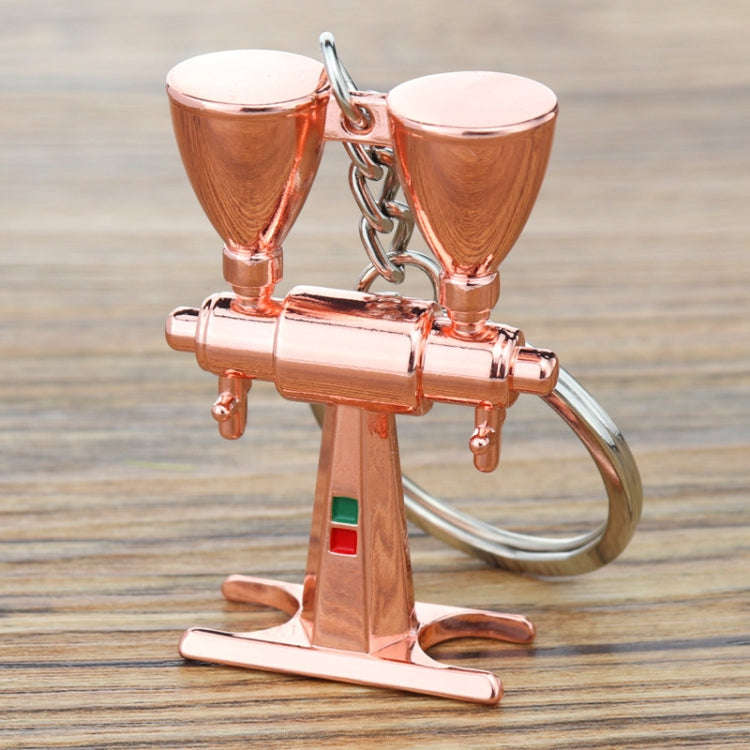 Mini Metal Keychain Coffee Utensils Decorative Pendant, Style: Dual-Head Bean Grinder Rose Gold
