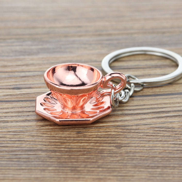 Mini Metal Keychain Coffee Utensils Decorative Pendant, Style: Tray Coffee Cup Rose Gold