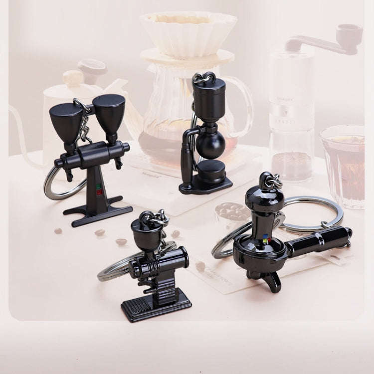 Mini Metal Keychain Coffee Utensils Decorative Pendant, Style: Dual-Head Bean Grinder Black