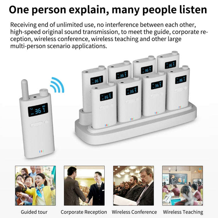 2.4G Wireless Office Conference Tour Guide Explainer One-way One-to-Many Explainer Microphone, St...