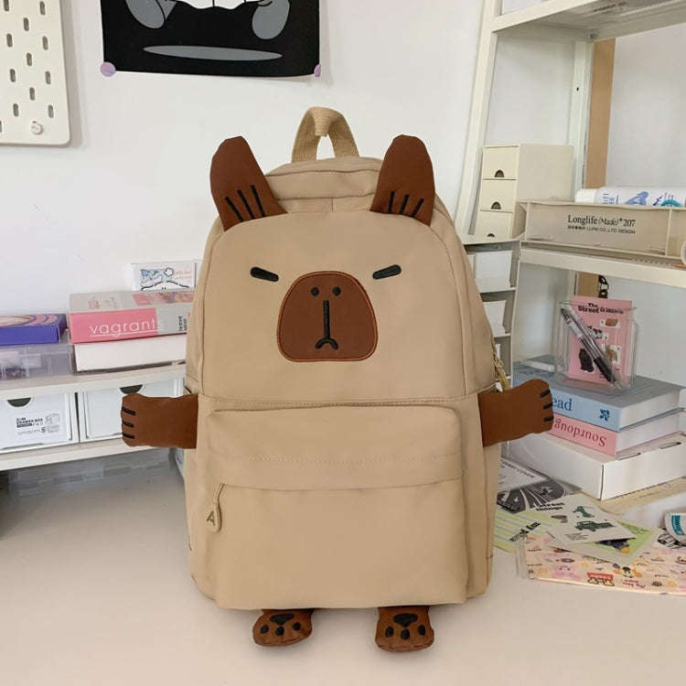 Cute Students Large Capacity Versatile Backpack Niche Shopping Daypack(Khaki)