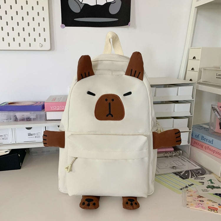 Cute Students Large Capacity Versatile Backpack Niche Shopping Daypack(White)