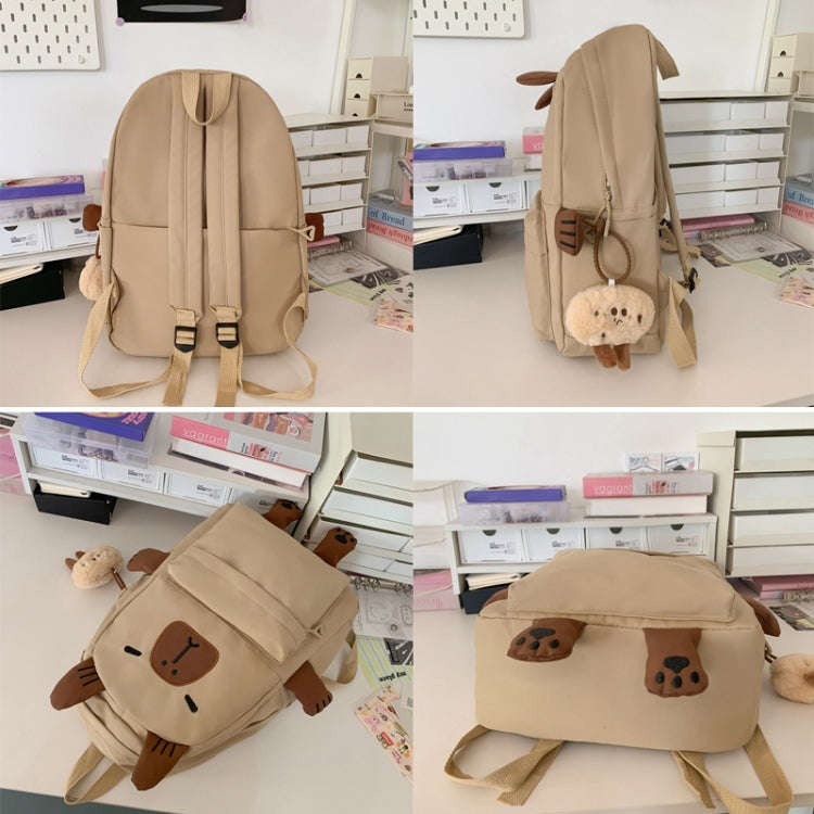 Cute Students Large Capacity Versatile Backpack Niche Shopping Daypack(Khaki)