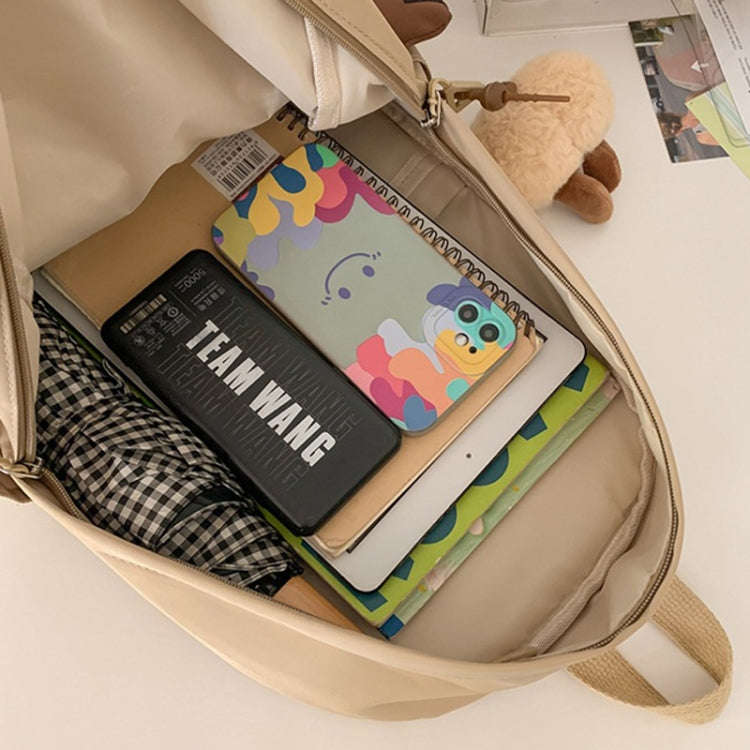 Cute Students Large Capacity Versatile Backpack Niche Shopping Daypack(Khaki)