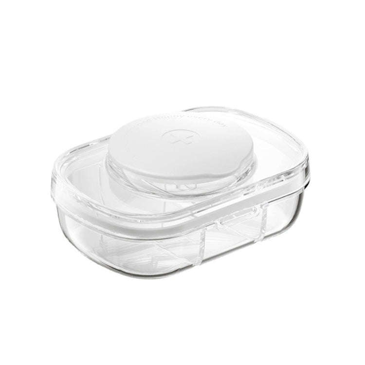 Portable Compartment Sealed Medicine Organizer Large Capacity Pill Dispenser(Transparent Gray)